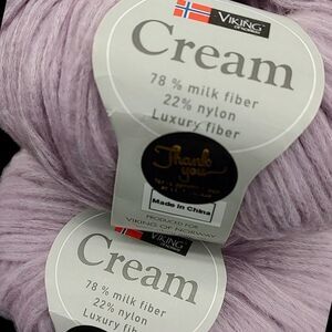 2PK Cream Viking of Norway 78% Milk Fiber 22% Nylon Luxury Fiber Yarn Lilac 168